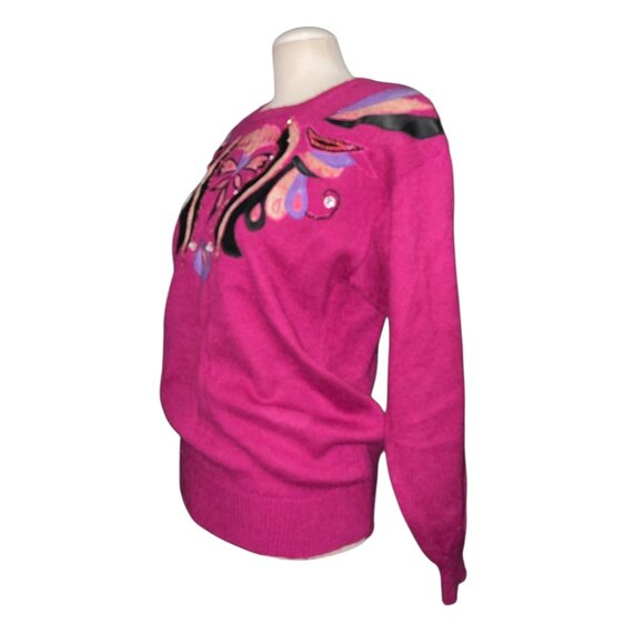 Vintage 80's Sweater by Regency Collection for Joyce Sz Large Womens Purple Embe - Picture 9 of 15